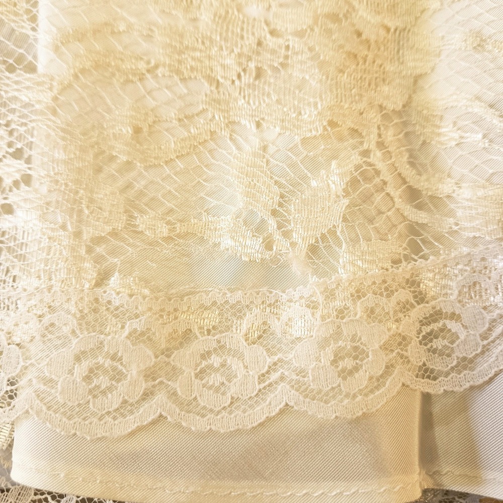 Vtg USA Shuet Young Ivory Lace Sequins Victorian Midi Dress Size 5-6 Cottagecore - Picture 12 of 16
